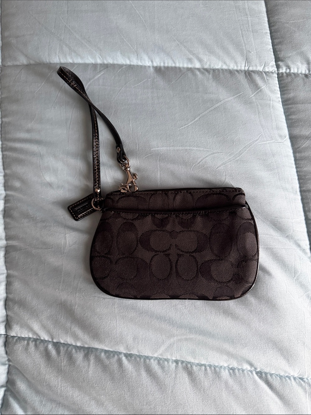 Coach Black Signature Wristlet with Logo